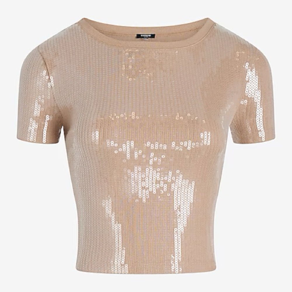 Sequin Tan Crop Top (NWT)